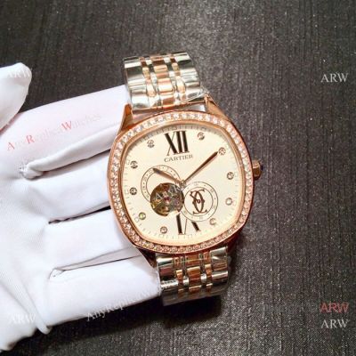 Two Tone Rose Gold Cartier Drive De Copy Watch 42mm